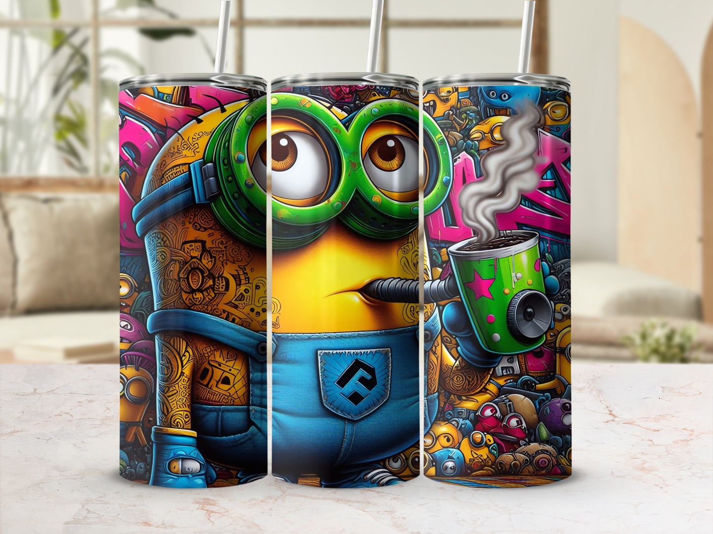 Colorful Steampunk Character Themed Tumbler