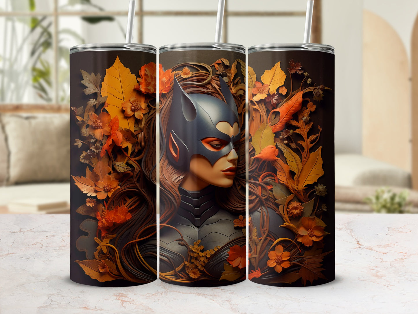 Autumn Leaves and Heroine Art Drink Tumbler Product