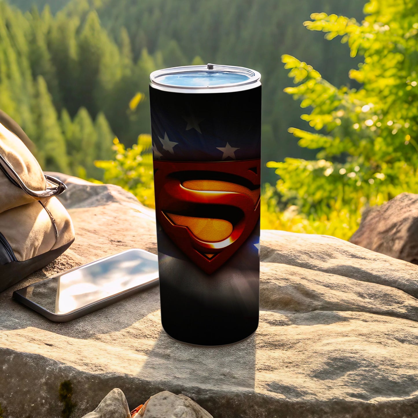 Superman Shield American Flag Design Travel Tumbler product type