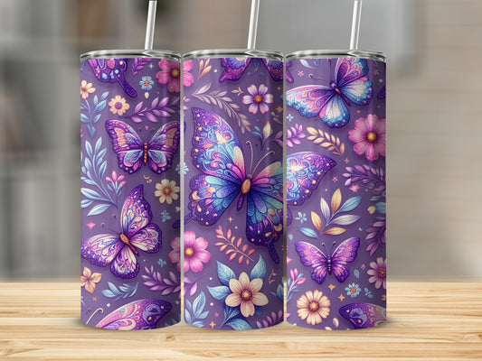 Vibrant Butterflies Flowers Purple Design product type