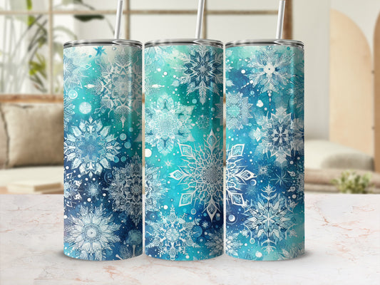 Vibrant Snowflake Patterned Tumblers for Winter
