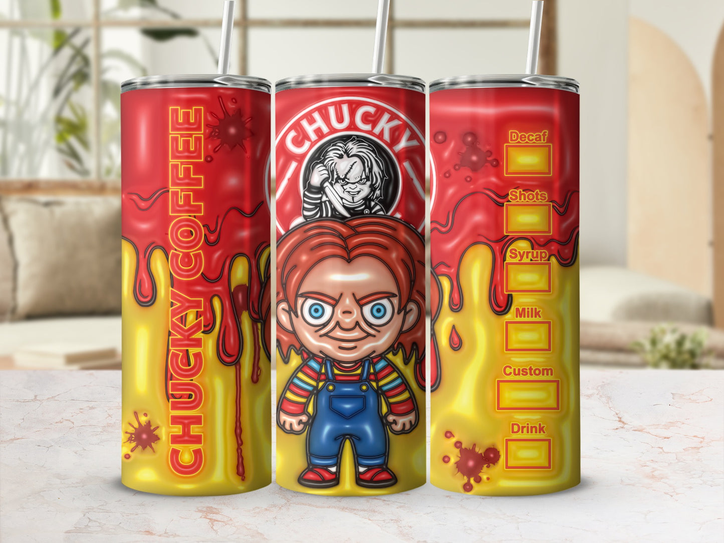 Chucky Coffee Themed Tumbler with Customizable Options