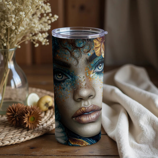 Artistic Face Design Insulated Tumbler for Beverages