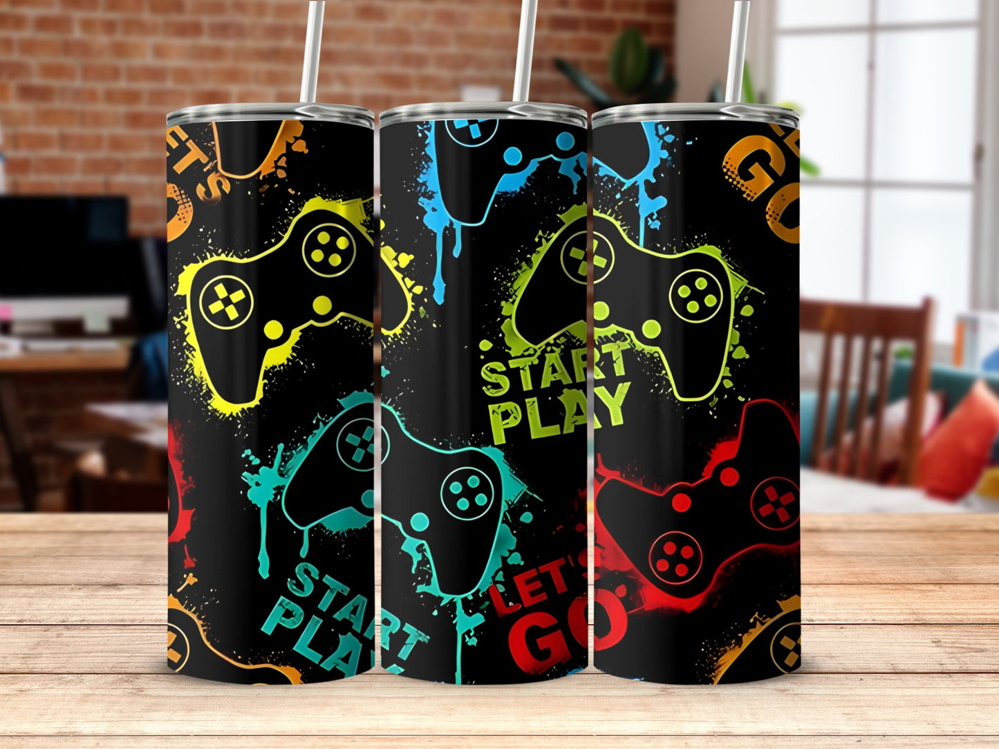 Video Game Themed Tumbler For Gamers Play Go
