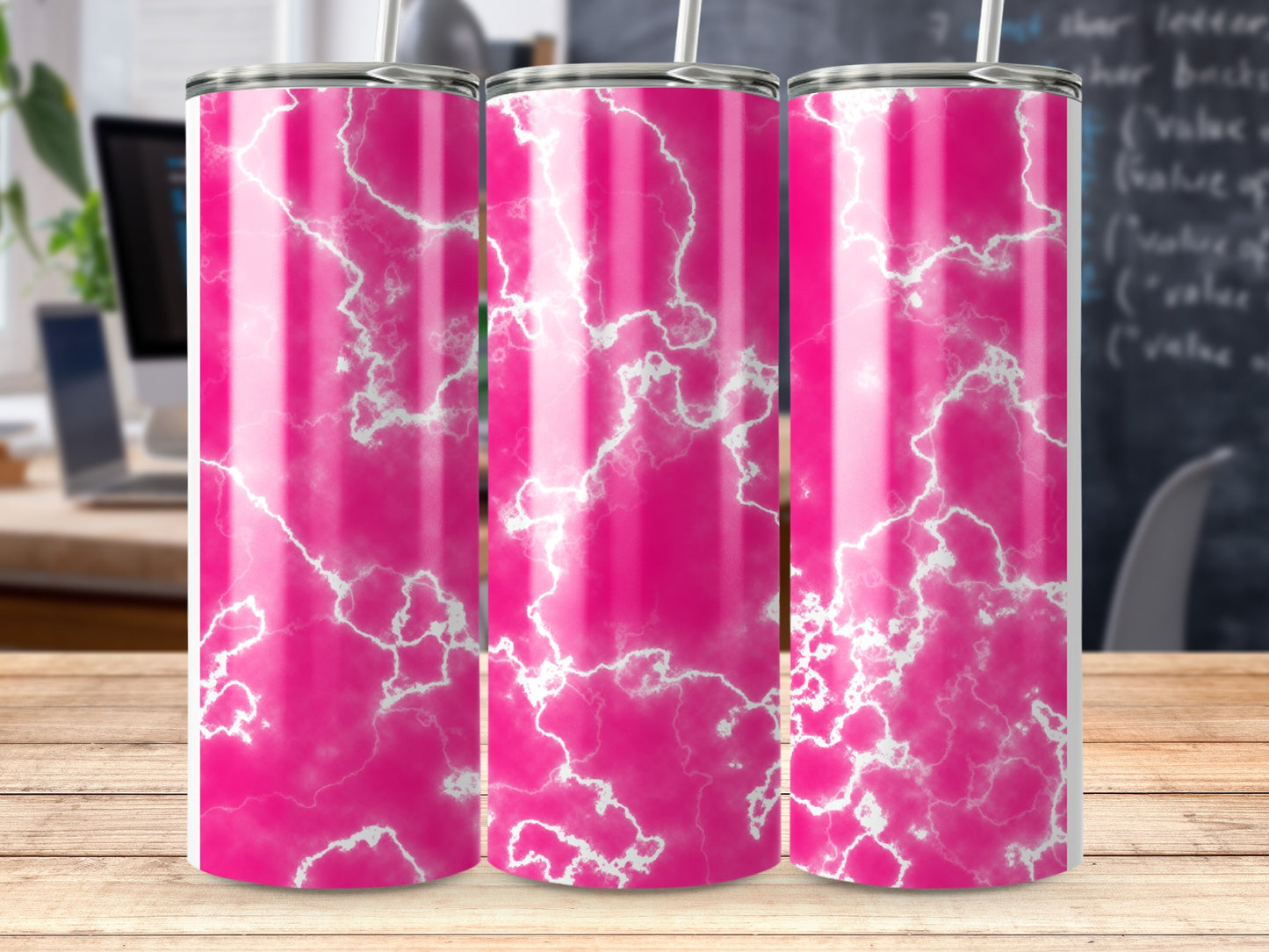 Vibrant Pink White Lightning Marble Design product type