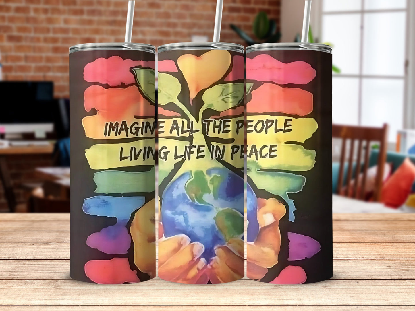 Imagine All The People Living Life In Peace Tumbler