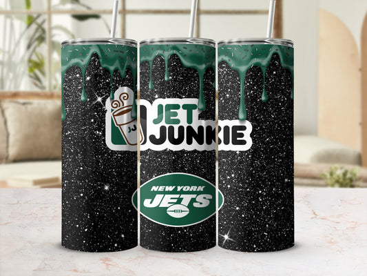 New York Jets Jet Junkie Design Tumbler Cup