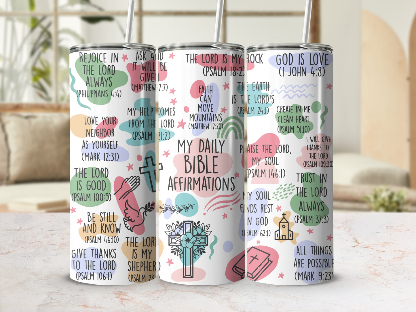Inspirational Bible Affirmations Stainless Steel Tumbler