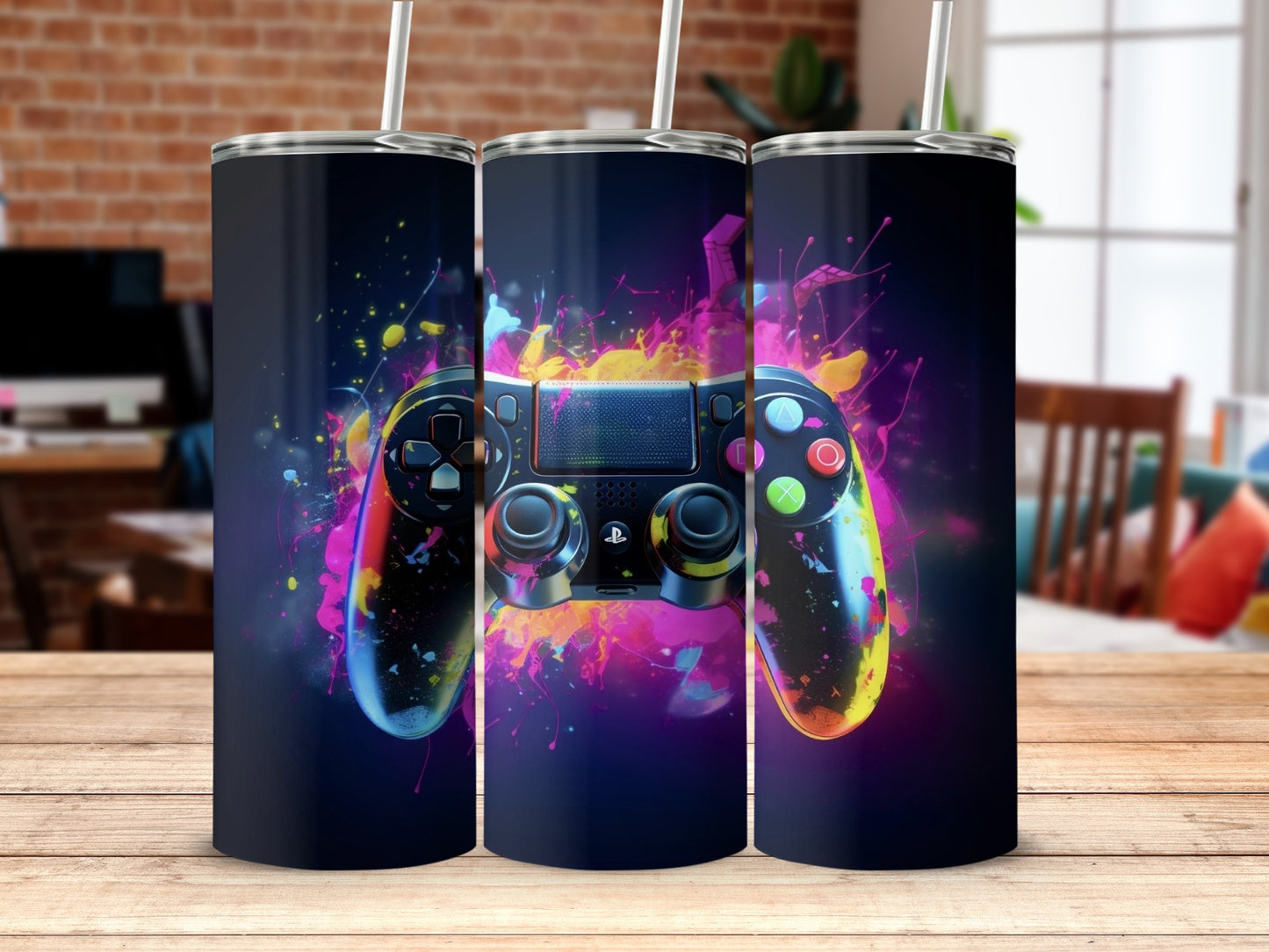 Neon Gamer Splash Tumbler for Gaming Enthusiasts