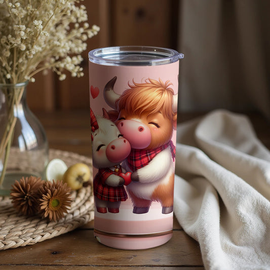 Cute Highland Cows with Flowers Insulated Tumbler