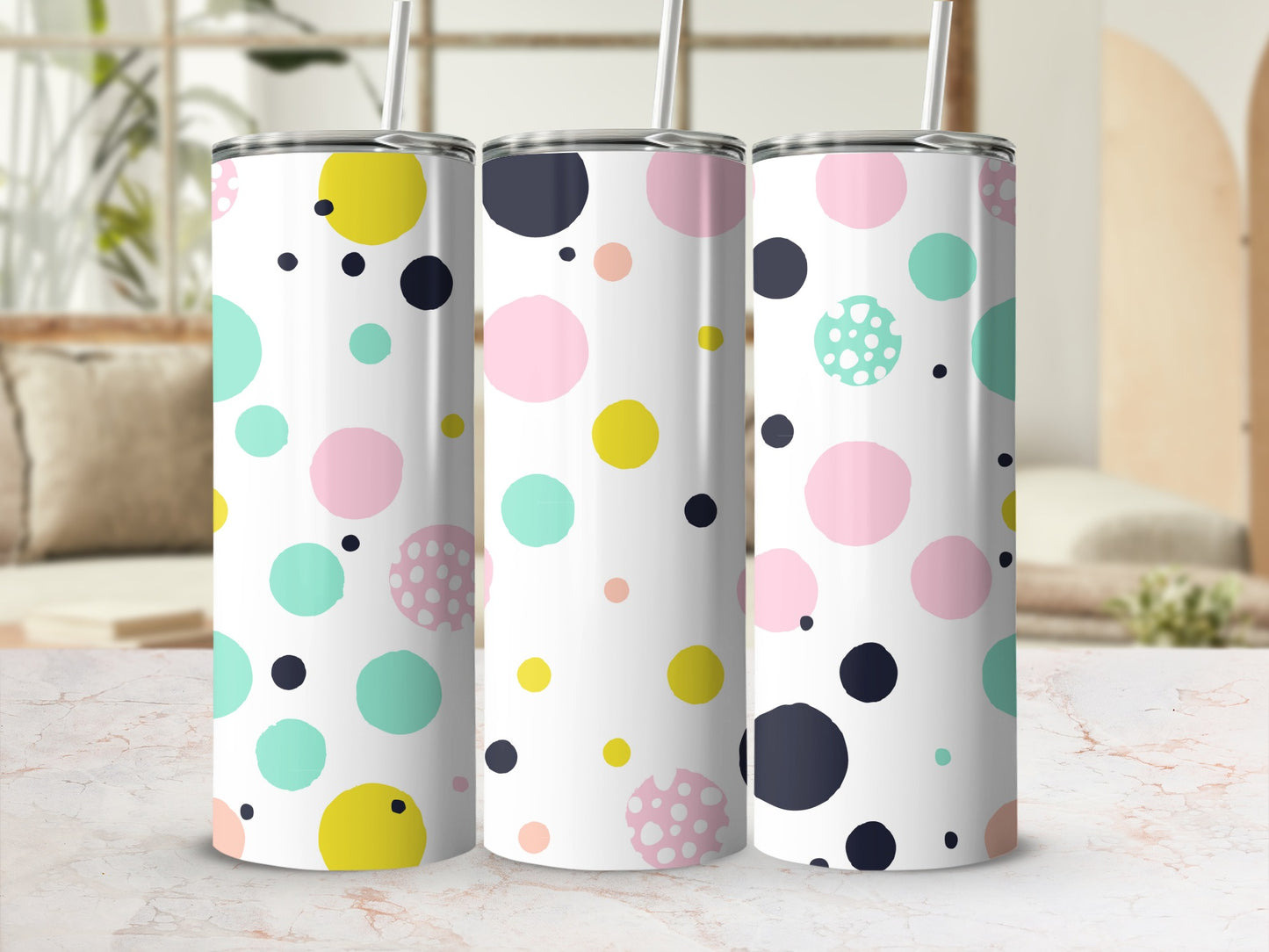 Colorful Polka Dot Design Insulated Tumbler Product