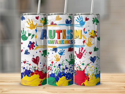 AUTISM AWARENESS Colorful handprints hearts puzzle product type