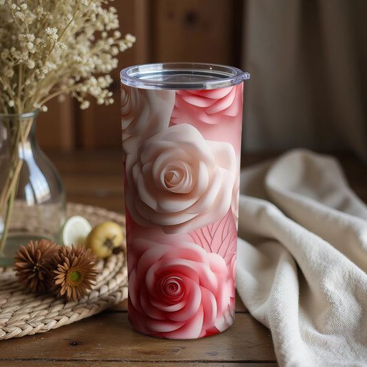 Elegant Pink Rose Floral Insulated Tumbler Product