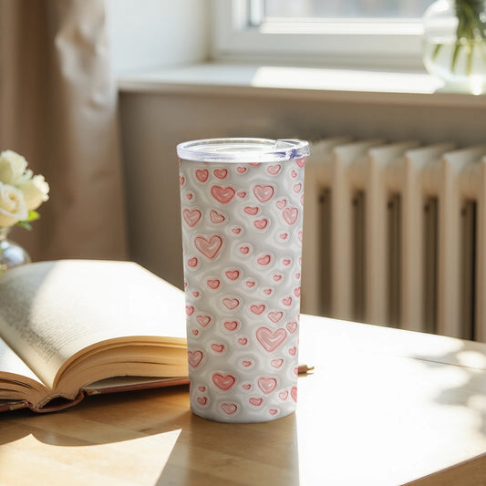 Cute Pink Hearts Pattern Tumbler for Every Occasion
