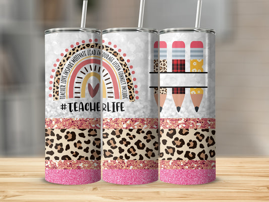 Teacher Life Leopard Pencils Rainbow Glitter product type