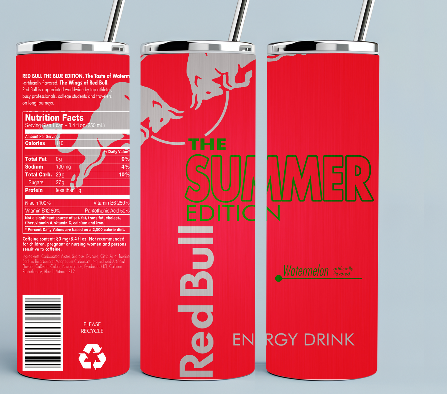 Red Bull Energy Drink The Summer Edition Watermelon Tumbler