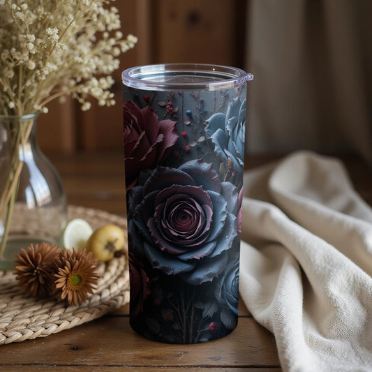 Elegant Floral Patterned Tumbler with Lid Cup