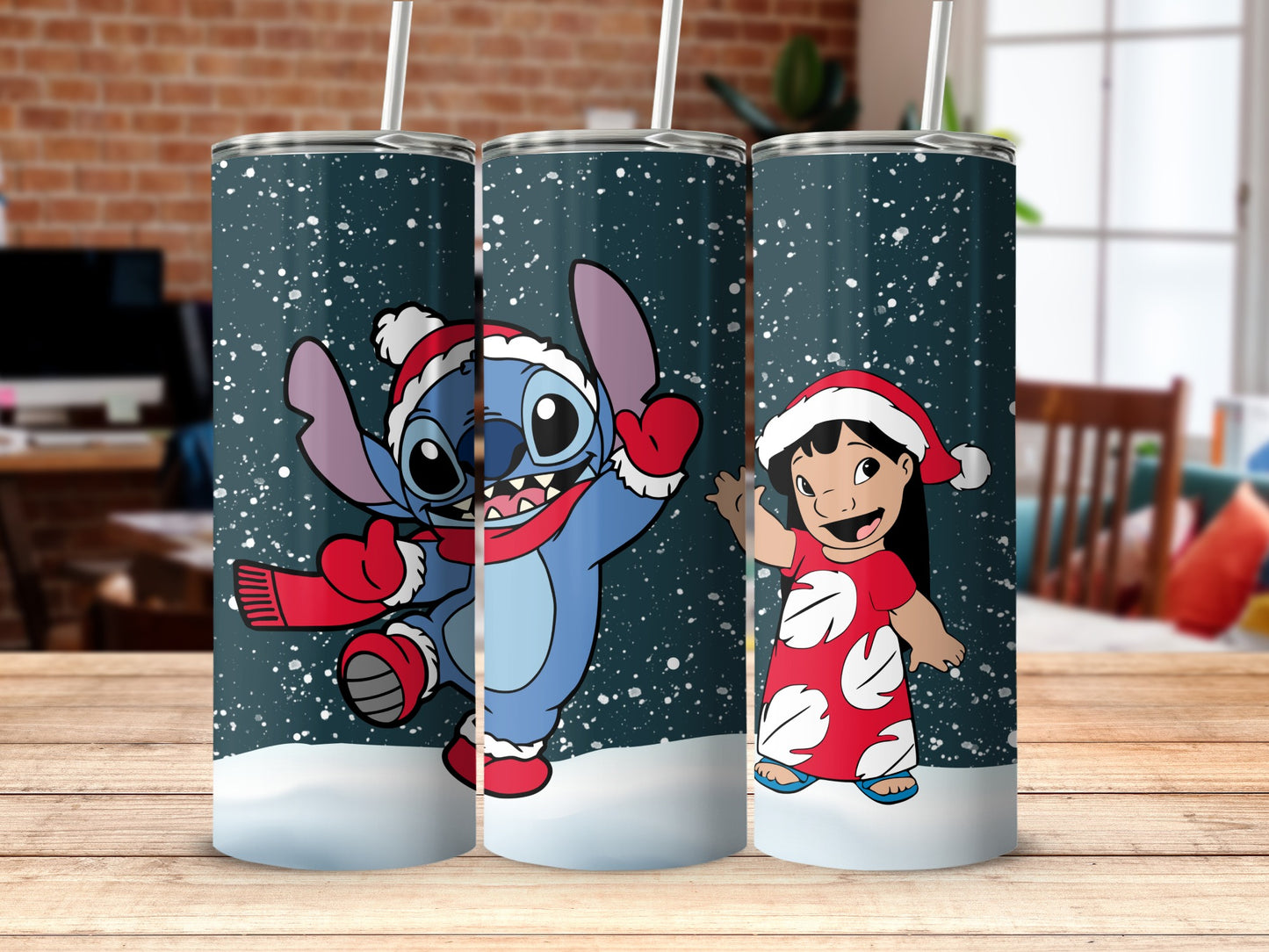 Holiday-Themed Tumbler with Festive Characters