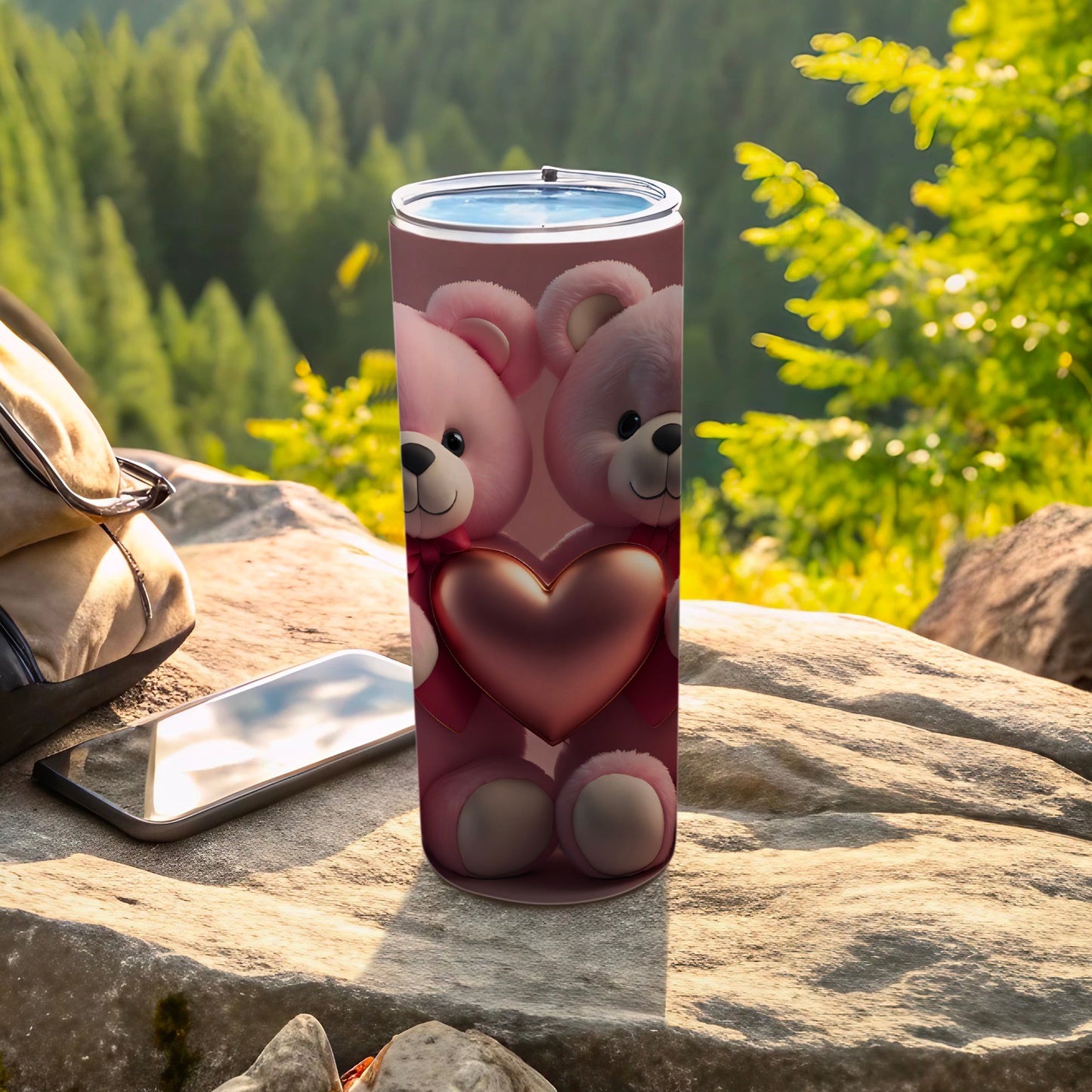 Cute Teddy Bears Heart Design Tumbler for All Occasions