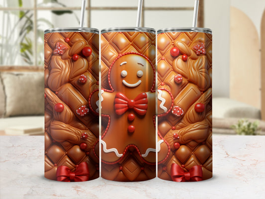 Festive Gingerbread Man Design Stainless Steel Tumbler