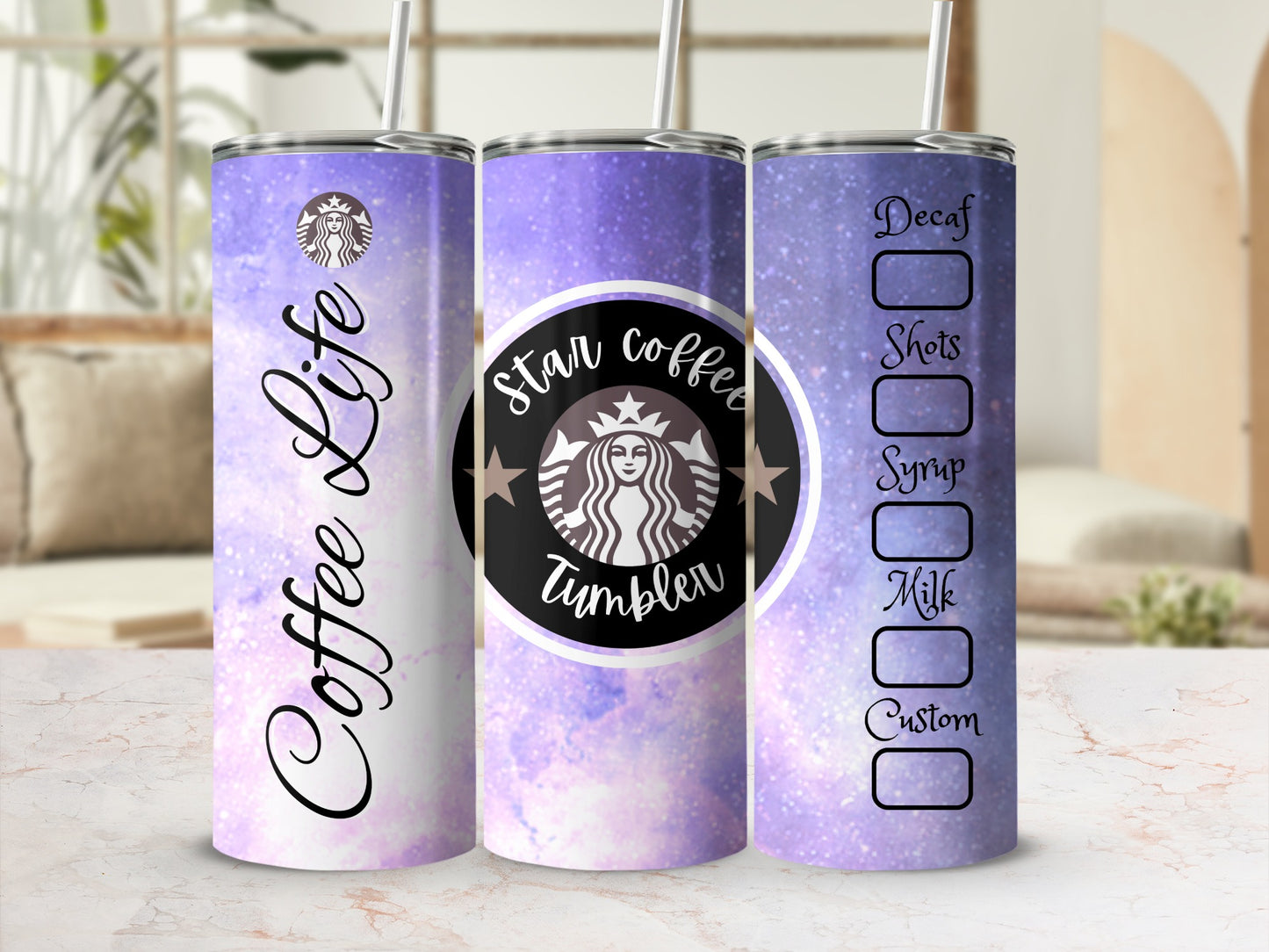 Custom Purple Galaxy Coffee Life Tumbler Drinkware