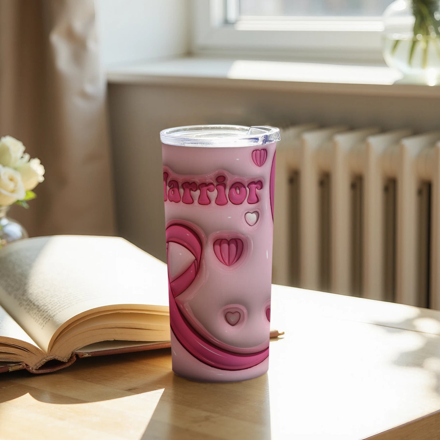 Pink Warrior Design Tumbler for Breast Cancer Awareness