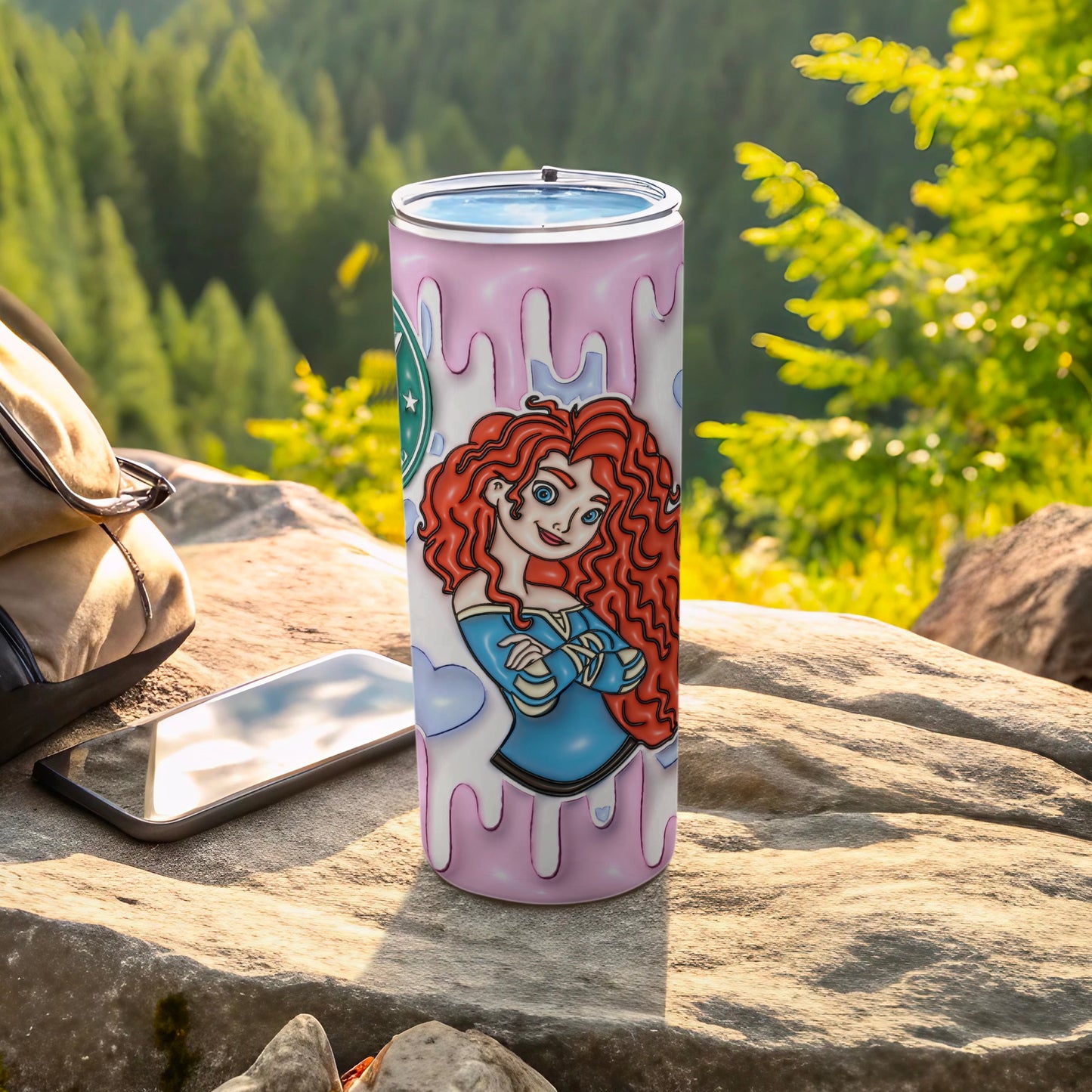 Cartoon Princess Printed Tall Drink Container