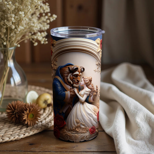 Beauty and the Beast themed travel mug