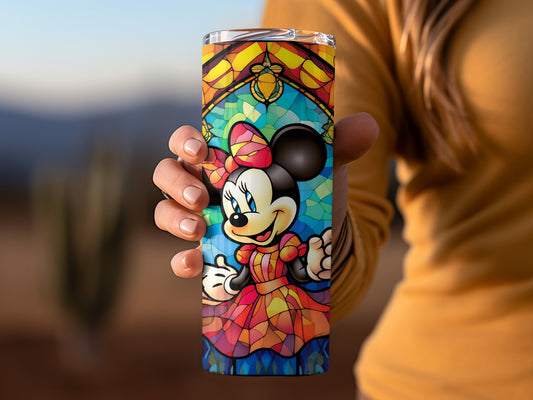 Minnie Mouse Stained Glass Art Design Tumbler