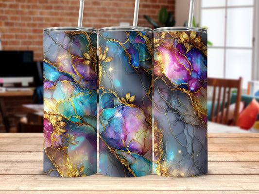 Abstract Colorful Marble Design Insulated Tumbler