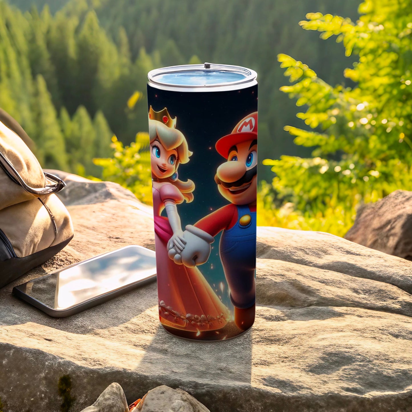Mario and Princess Peach Hand in Hand Tumbler
