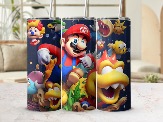 Super Mario Themed Tumbler With Characters Design