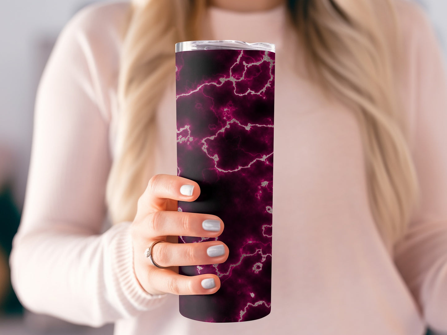 Dark Plum Silver Veins Abstract Design Great For You Tumblers