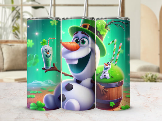 Cute Snowman Design St. Patrick's Theme Tumbler