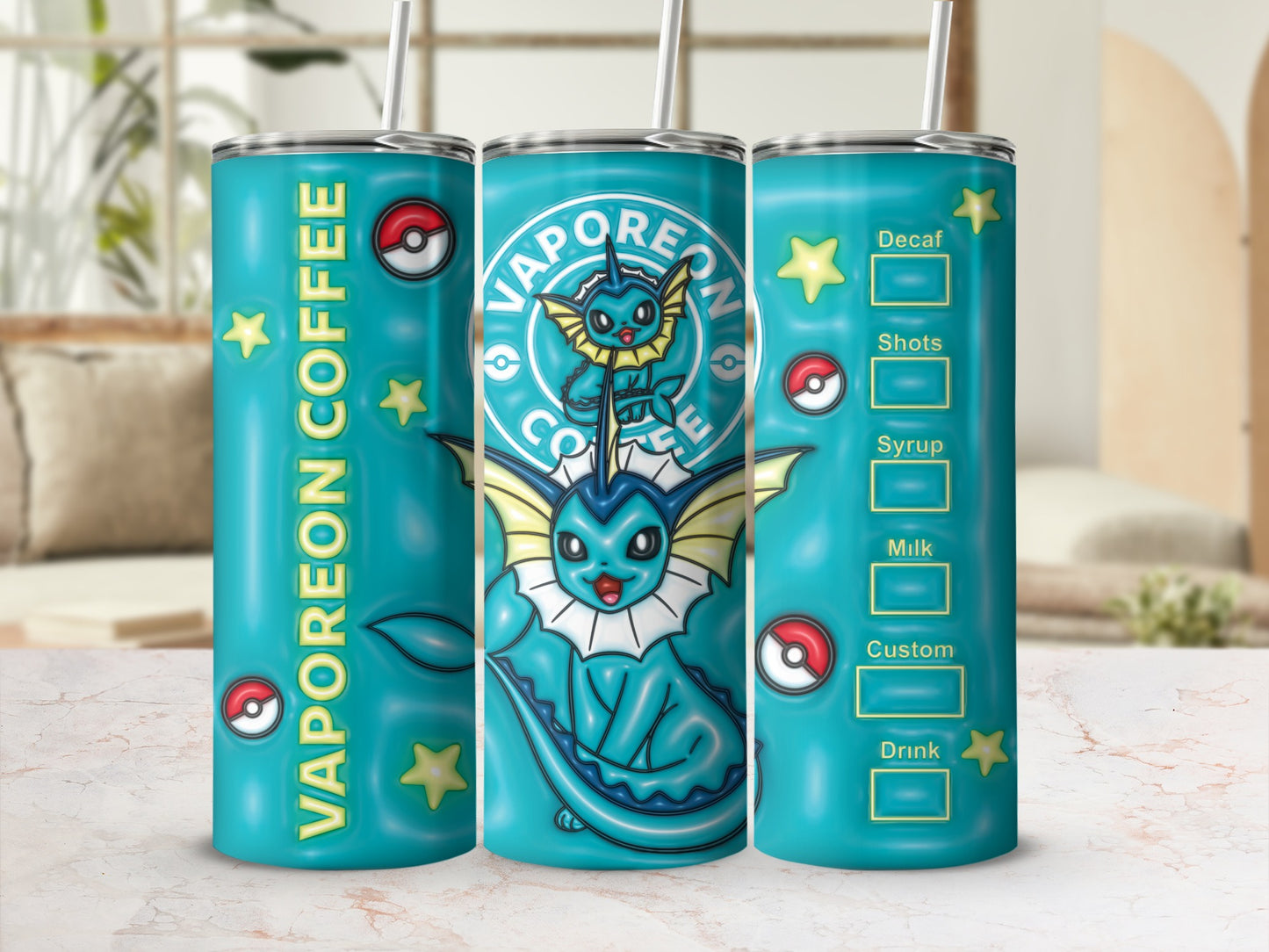 Vaporeon Coffee Customizable Travel Tumbler