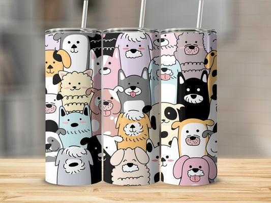 Cute Multi-Colored Cartoon Dog Pattern Beverage Tumbler product type