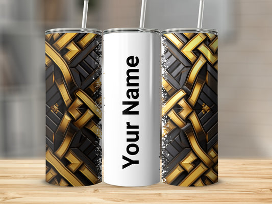 Customizable Black and Gold Pattern Tumbler Design
