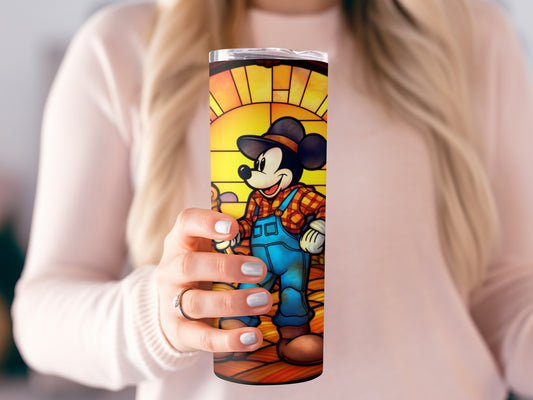 Cartoon Character Holding Coffee Steel Tumbler Cup