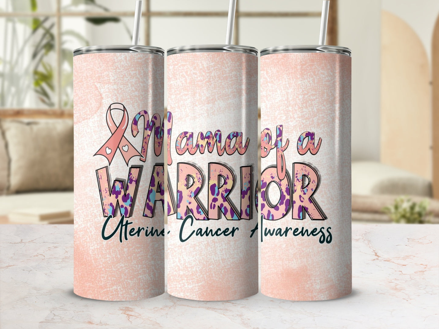 Mama of a Warrior Uterine Cancer Awareness Tumbler