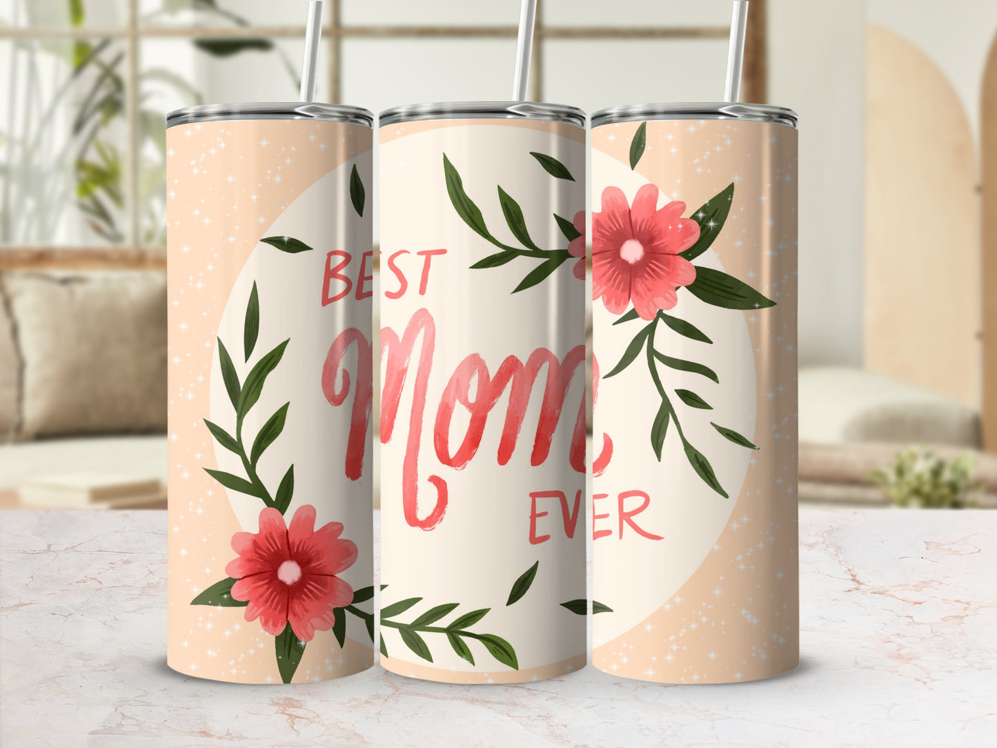 Best Mom Ever Floral Design Tumbler for Mothers