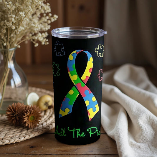 Colorful Puzzle Ribbon Design Tumbler for Awareness