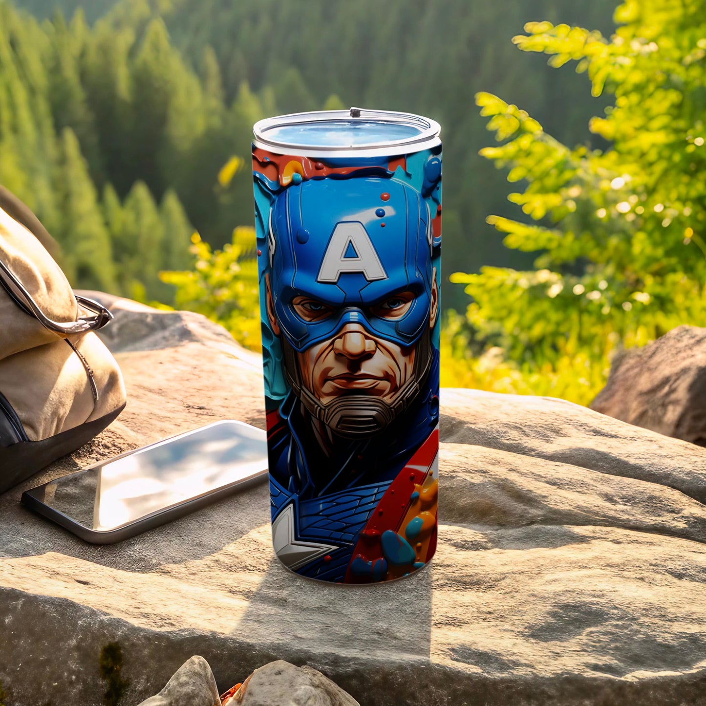 Colorful Captain Hero Design Travel Tumbler Cup