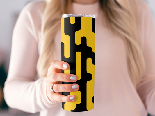 Stylish Black and Yellow Patterned Tumbler Cup