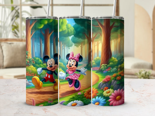 Mickey and Minnie Mouse Enjoying a Scenic Stroll tumbler