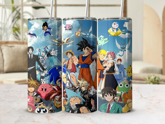 Anime and Cartoon Character Collage Tumbler Cup Product