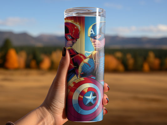 Flash Versus Captain America Heroes Clash Art Tumblers