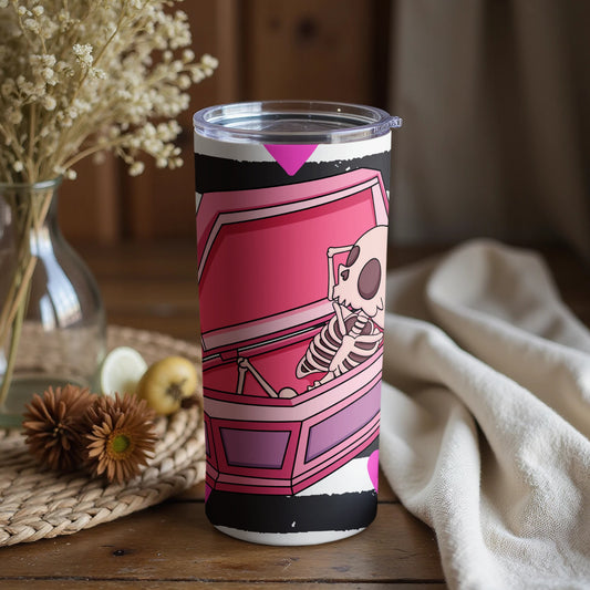 Pink Coffin Skeleton Graphic Tumbler for All Occasions