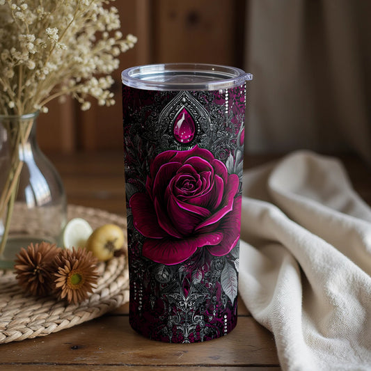 Gothic Rose Design Tumbler Travel Cup Flask