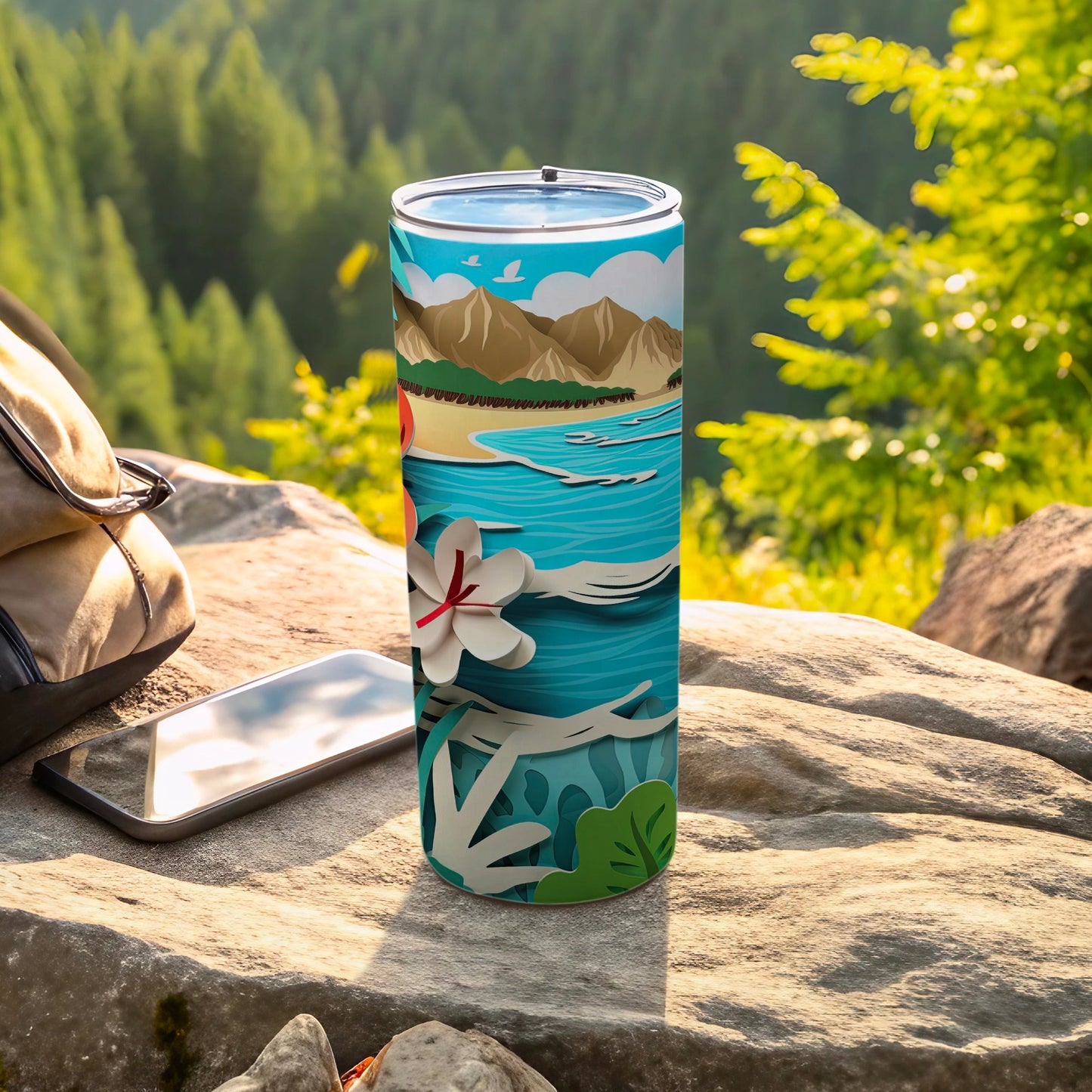 Scenic Beach Mountain Printed Insulated Tumbler