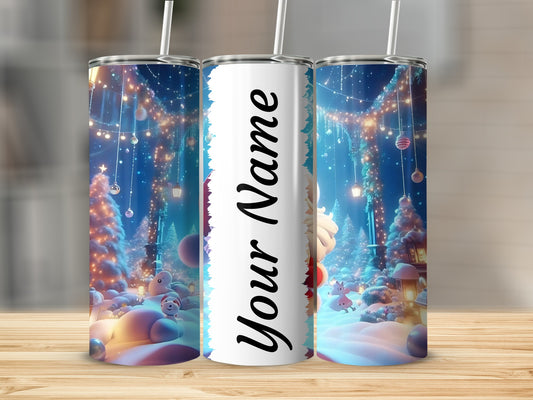Personalized Christmas Theme Tumbler With Custom Name